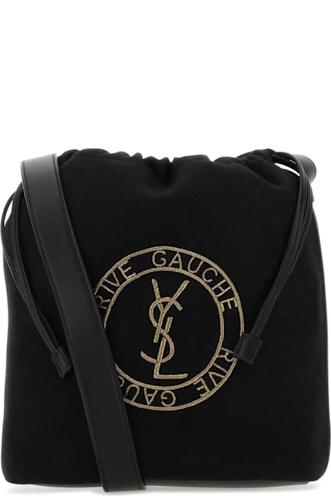 メンズのBetting On Bags Saint Laurent Black Felt Rive De Gauche Bucket Bag