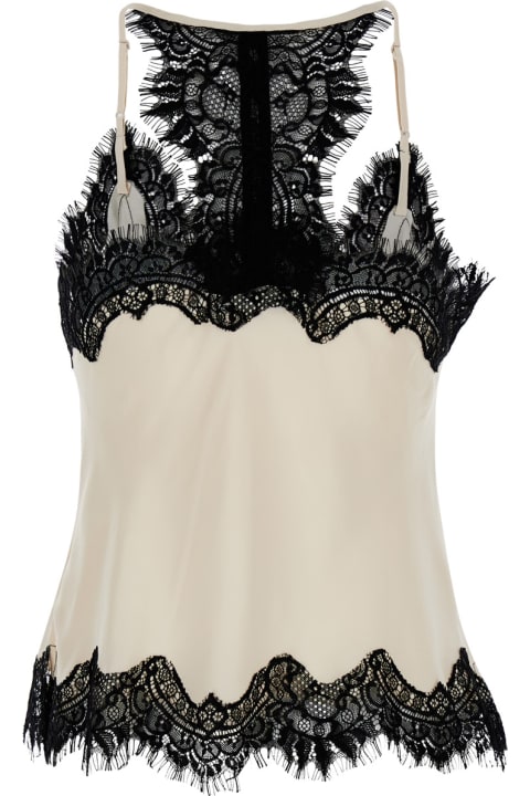 Gold Hawk Clothing for Women Gold Hawk 'lucy' White Camie Top With Lace Trim And Racerback In Silk Woman