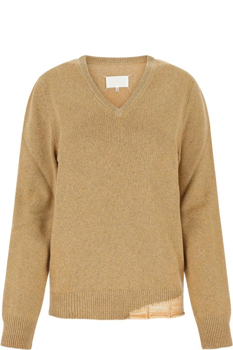 Fashion for Women Maison Margiela Melange Mustard Wool Blend Oversize Sweater