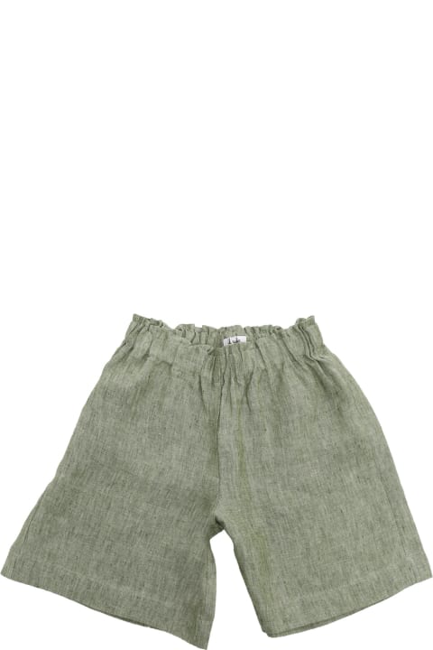 Il Gufo for Kids Il Gufo Green Linen Bermuda Shorts