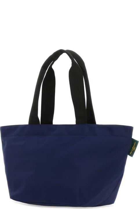 Hervè Chapelier for Women Hervè Chapelier Dark Blue Canvas 1028n Shopping Bag