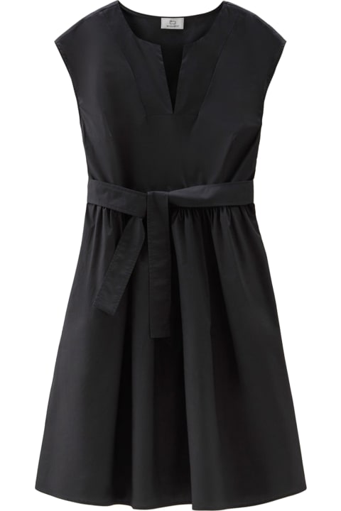 Woolrich Dresses for Women Woolrich Black Poplin Dress With Belt