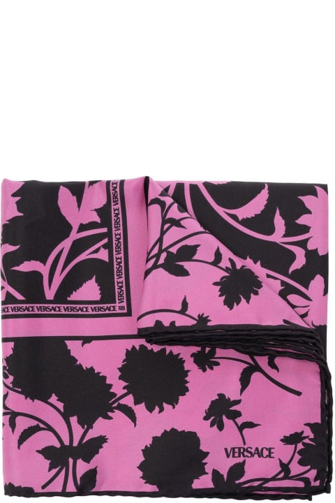 Scarves & Wraps for Women Versace Floral Silhouette-printed Rolled Trim Foulard