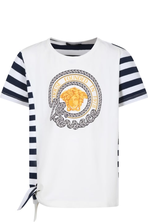 T-Shirts & Polo Shirts for Girls Versace White T-shirt For Girl With Versace Medusa