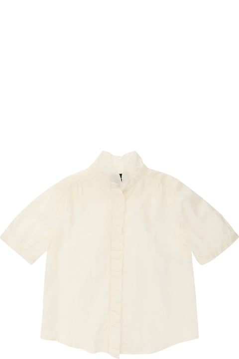 ガールズ Emporio Armaniのシャツ Emporio Armani Cream White Shirt With Turn Up Collar In Cotton Girl