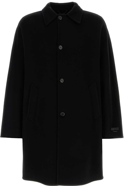 メンズ Pradaのコート＆ジャケット Prada Black Cashmere And Wool Coat