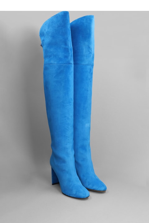 Marylin High Heels Boots In Blue Suede