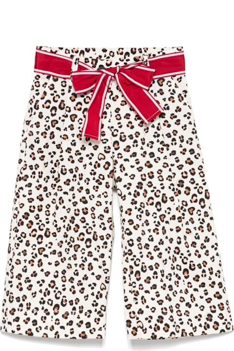 Monnalisa Bottoms for Girls Monnalisa Multicolor Pants With Leopard Print And Front Bow Detail In Cotton Girl