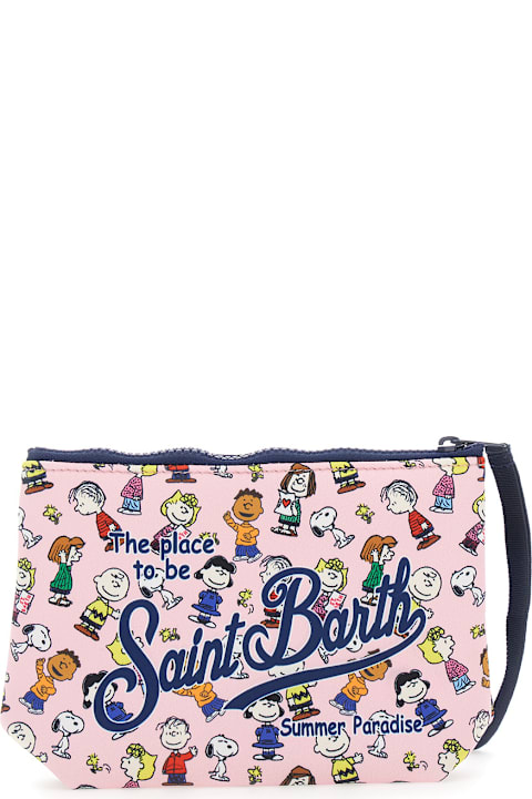 MC2 Saint Barth لـ Kids MC2 Saint Barth 'aline' Pink Clutch With Logo Lettering On The Front And All-over Print In Tech Fabric Girl