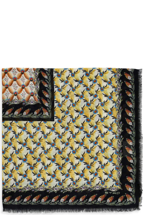 Scarves & Wraps for Women Etro Yellow Shawl With Floral Print And Beading