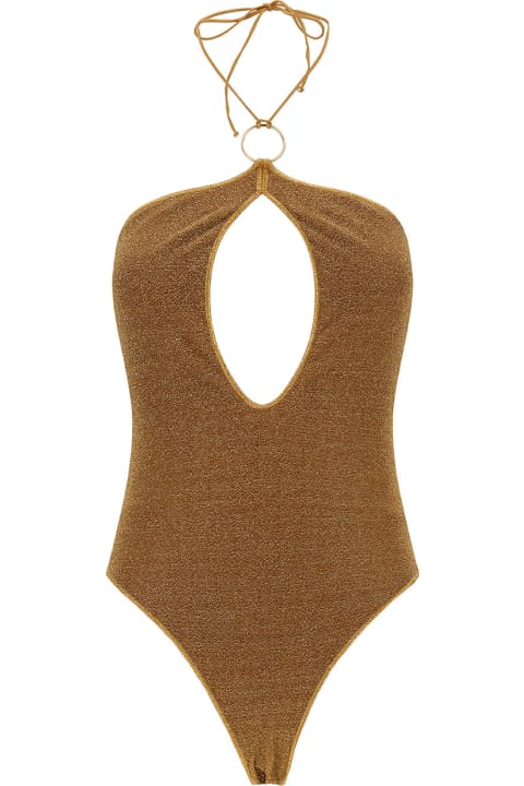 Swimwear for Women Oseree 'lumière' Gold One-piece Swimsuit With Cut-out And Ring In Polyamide Blend Woman