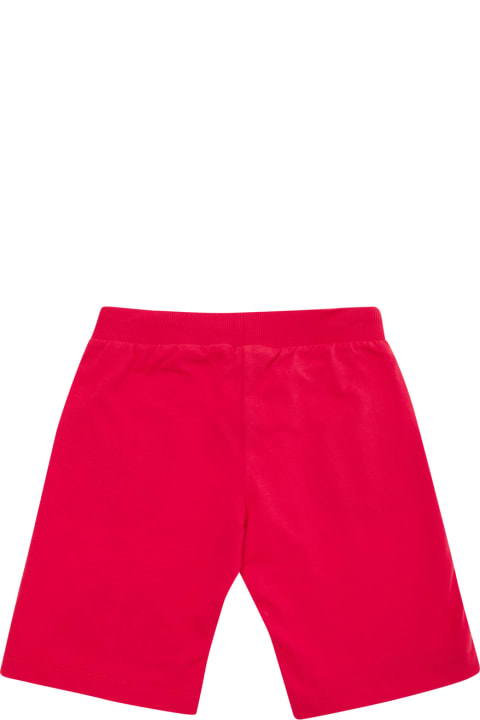 Bottoms for Boys Moschino Red Shorts With Logo Print And Drawstring In Cotton Boy