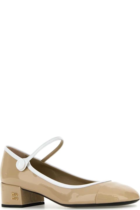 High-Heeled Shoes for Women Miu Miu Beige Leather Pumps