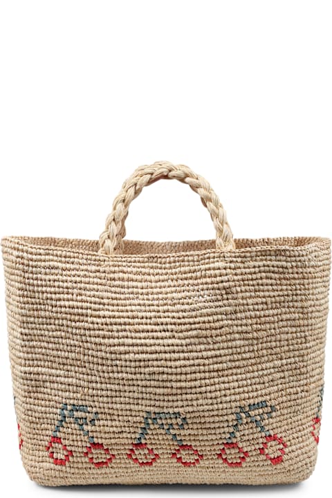 Accessories & Gifts for Girls Bonpoint Beige Straw Bag For Girl With Cherries