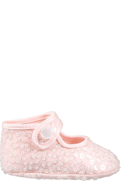 Shoes for Baby Boys Monnalisa Pink Flat Shoes For Baby Girl With Sequins