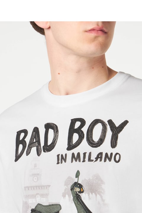 MC2 Saint Barth for Men MC2 Saint Barth Man Cotton T-shirt With Bad Boy In Milano Print