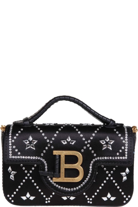 Totes for Women Balmain Balmain Buzz Mini Bag In Satin And Leather With Applied Stones