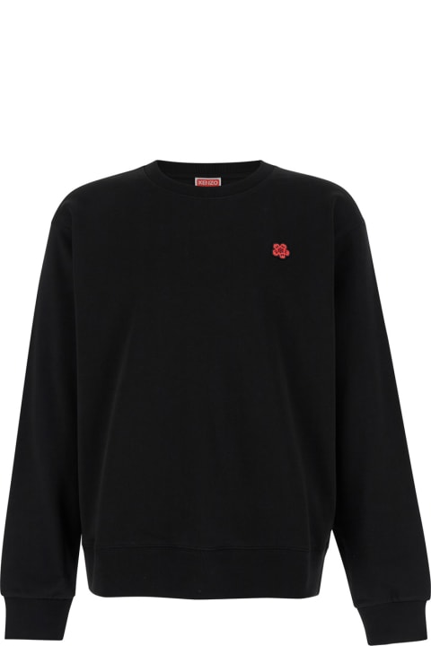 Fashion for Men Kenzo Black Sweater With Boke Flower Patch In Cotton Man