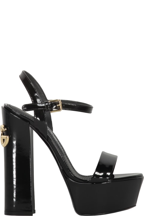 Dolce & Gabbana Wedges for Women Dolce & Gabbana Polished Calfskin Platform Sandals