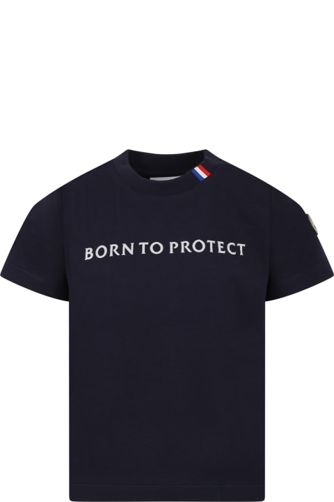 Homeware Moncler Blue T-shirt For Boy With Logo