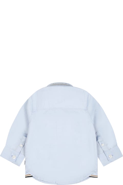 ベビーボーイズ Hugo Bossのシャツ Hugo Boss Light Blue Shirt For Baby Boy With Logo