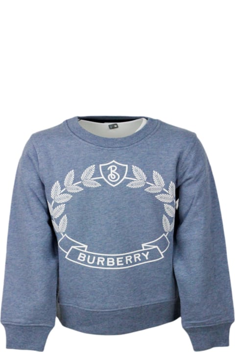 Sweaters & Sweatshirts for Boys Burberry Crewneck Sweatshirt In Cotton Jersey With White Logo Print On The Front
