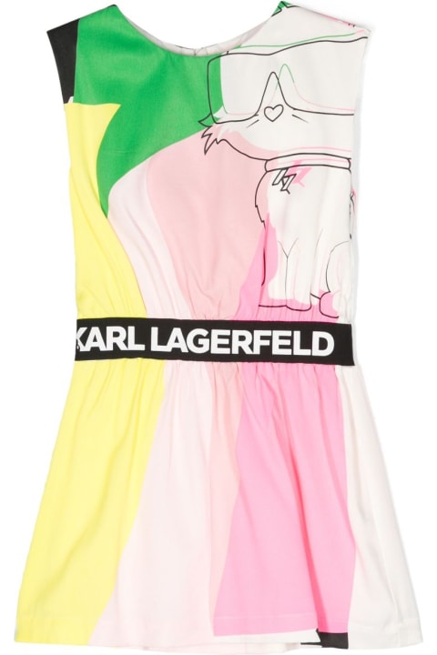 Karl Lagerfeld Kids Karl Lagerfeld Kids Karl Lagerfeld Abito Choupette Multicolor In Viscosa Bambina