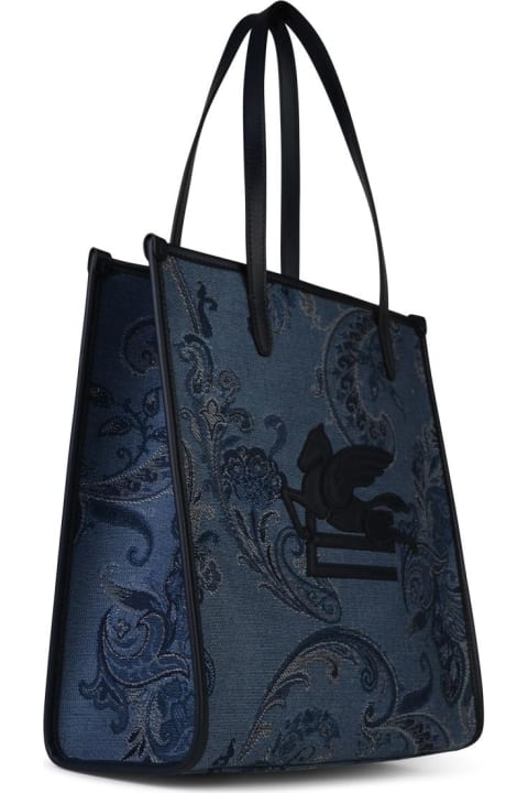 Etro for Women Etro 'shopping Love Trotte' Blue 'jacquard' Bag