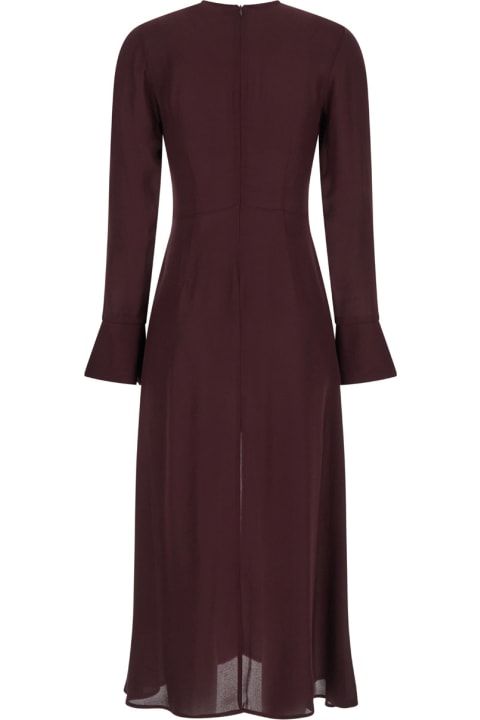 SEMICOUTURE for Women SEMICOUTURE Bordeaux Crewneck Midi Dress With Long Sleeves In Viscose Woman