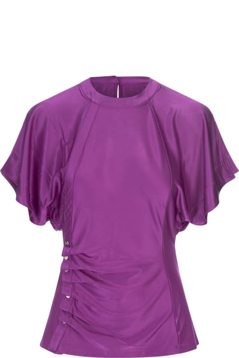 Paco Rabanne Topwear for Women Paco Rabanne Purple Top With Draping And Buttons