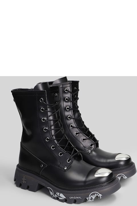 Premiata Brixton Combat Boots In Black Leather
