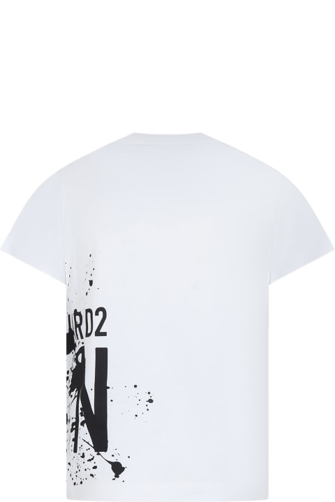 Dsquared2 T-Shirts & Polo Shirts for Boys Dsquared2 White T-shirt For Boy With Logo