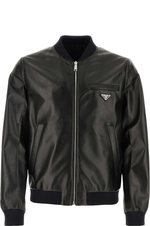 Prada Sale for Men Prada Black Nappa Leather Reversible Bomber Jacket