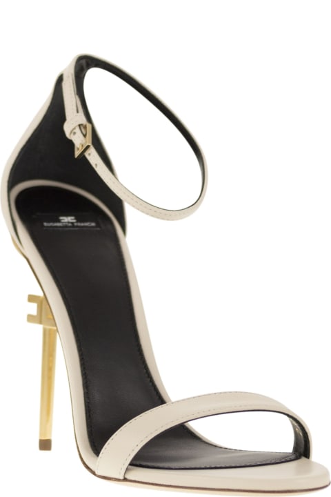 ウィメンズ Elisabetta Franchiのサンダル Elisabetta Franchi Leather Sandals With Logo Heel