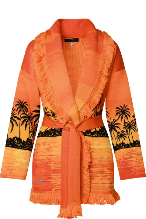 Alanui for Women Alanui 'kerala Sunset' Orange Wool Blend Cardigan