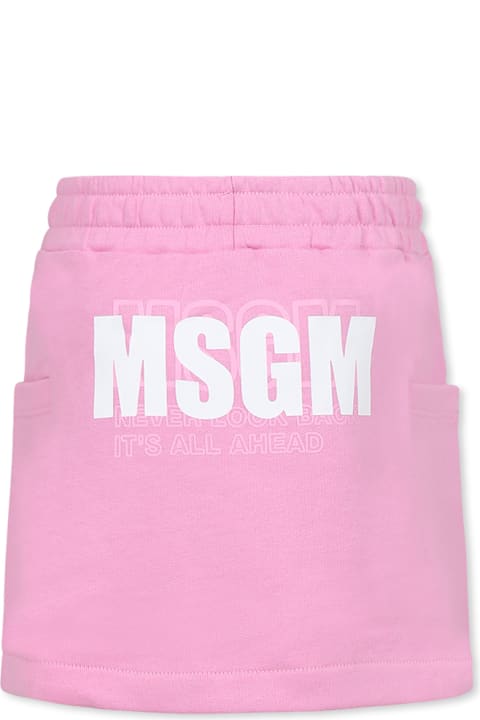 Homeware MSGM Pink Skirt For Girl With Logo