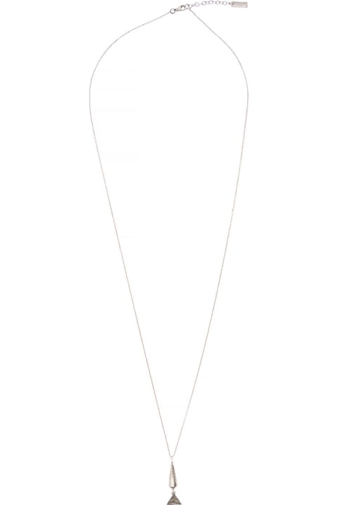 Saint Laurent Necklaces for Men Saint Laurent Long Silver-colored Chain Necklace With Conical And Triangular Charm In Brass Man