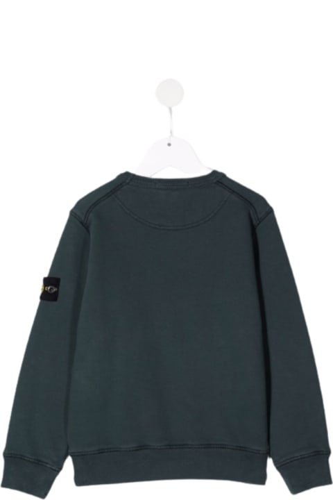 Homeware Stone Island Junior Green Crewneck Sweatshirt With Logo Patch In Cotton Boy