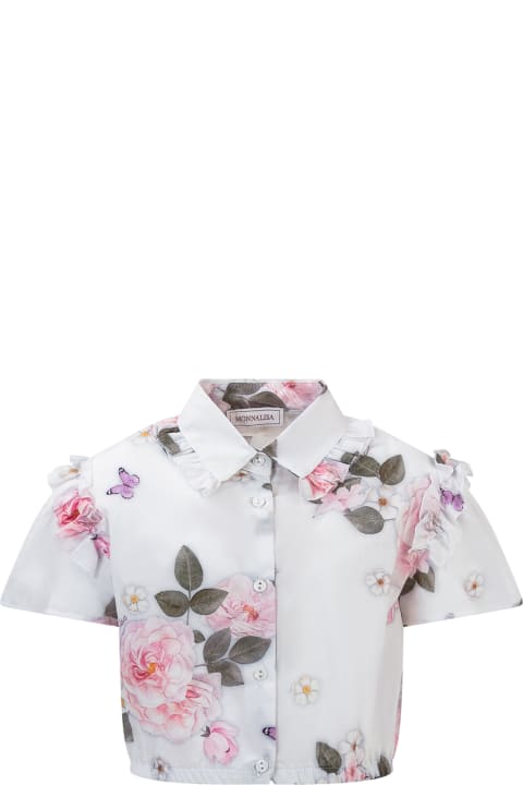 ガールズ Monnalisaのシャツ Monnalisa Flower Shirt
