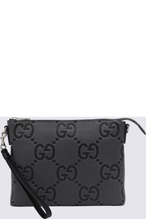 Sale for Men Gucci Dark Grey Leather Jumbo Gg Medium Messenger Bag