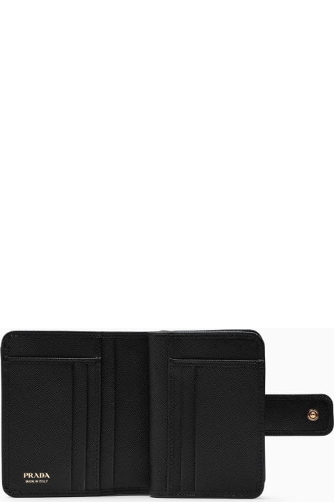 Prada محافظ لـ السيدات Prada Black Saffiano Leather Small Continental Wallet