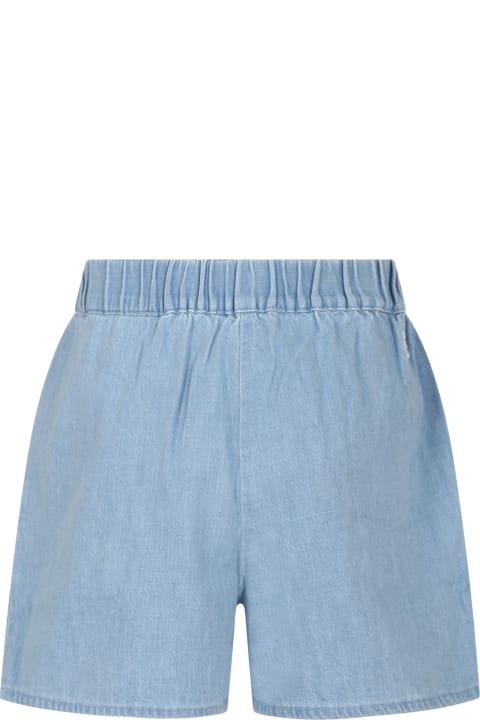 Ermanno Scervino Junior for Girls Ermanno Scervino Junior Blue Shorts For Girl With Embroidery