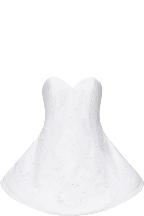 Magda Butrym for Kids Magda Butrym Strapless Mini Dress In White Lace Poplin