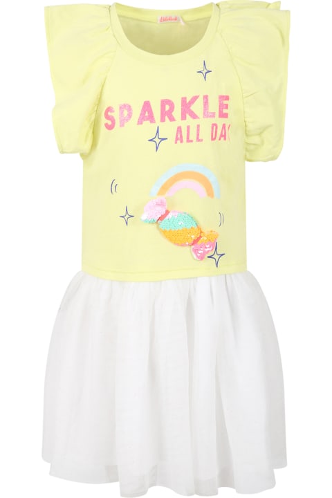 Dresses for Girls Billieblush Multicolor Dress For Girl With Candy And Sparkle All Day Writing