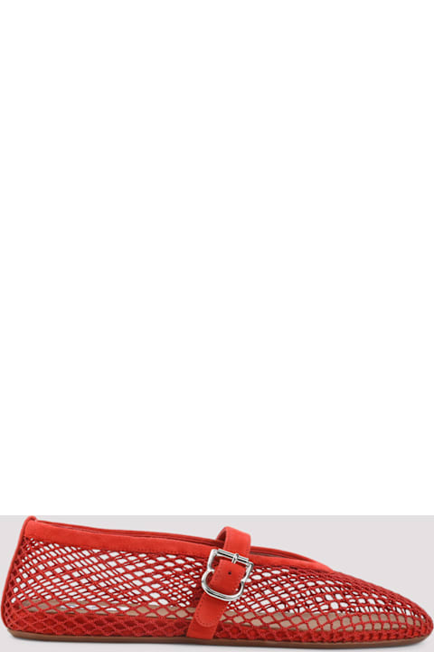 Alaia Alaïa Fishnet Suede Flat Ballerinas