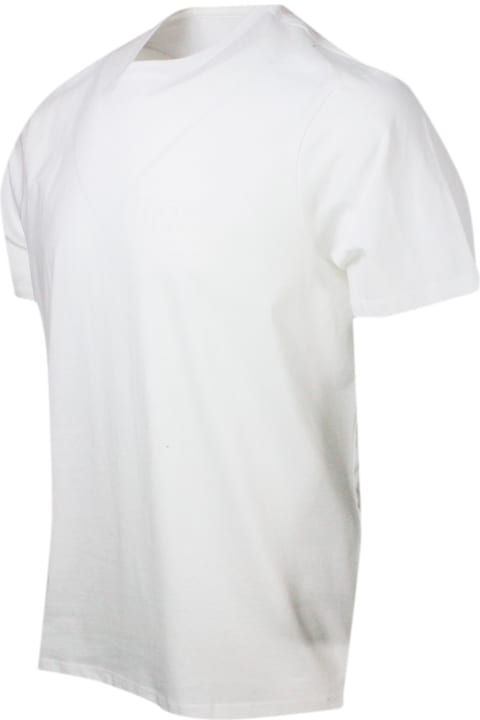 Armani Collezioni Topwear for Men Armani Collezioni Crew-neck, Short-sleeved T-shirt In Soft Cotton With Tone-on-tone Logo On The Chest