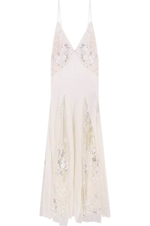 Elisabetta Franchi Dresses Sale for Women Elisabetta Franchi Red Carpet Dress In Silk Georgette Fabric And Embroidered Lace