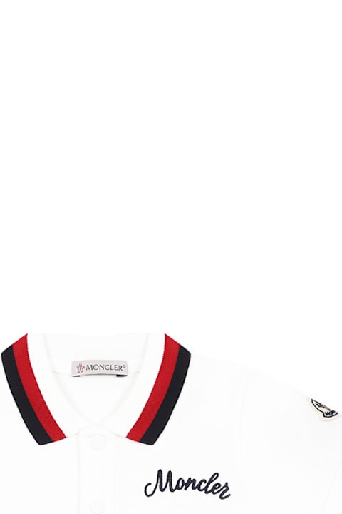 أدوات منزلية Moncler White Polo Shirt For Baby Boy With Logo