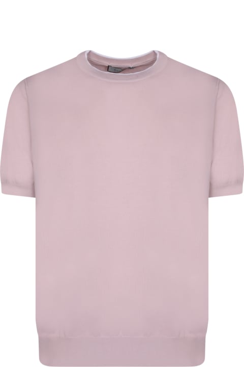 Canali Topwear for Men Canali Edges Pink/white T-shirt
