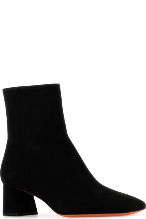 Homeware Santoni Black Suede Marta Ankle Boots